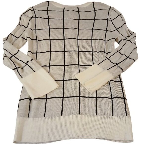 HALOGEN by Nordstrom Ivory/Black Plaid Knit Cardigan - Picture 4 of 11